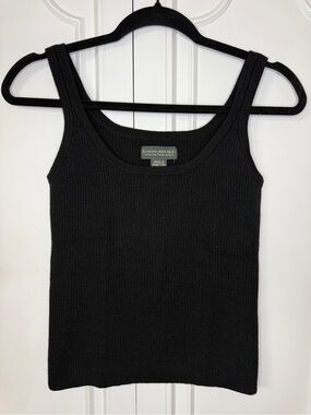 Banana Republic Extra Fine Italian Merino Wool Black Ribbed Scoop Tank